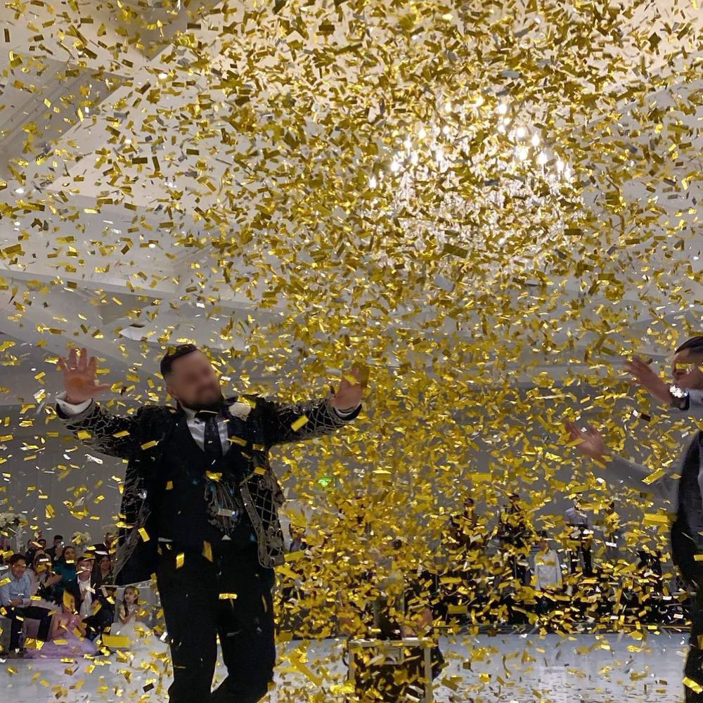 Confetti Cannon Tube - 1 كجم/مجموعة كونفيتي مستطيل الشكل ذهبي