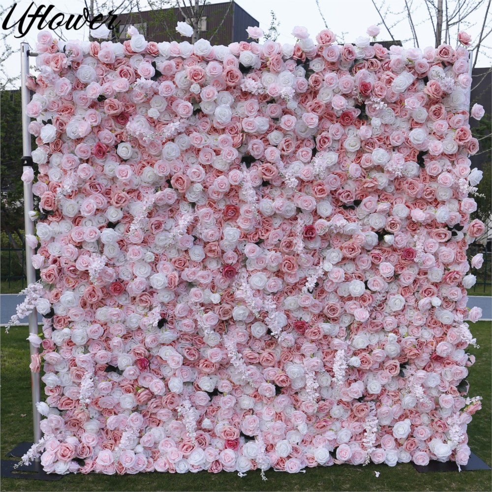 Flower Wall Panel - زهور يوفلاور 5D وردية وبيضاء من