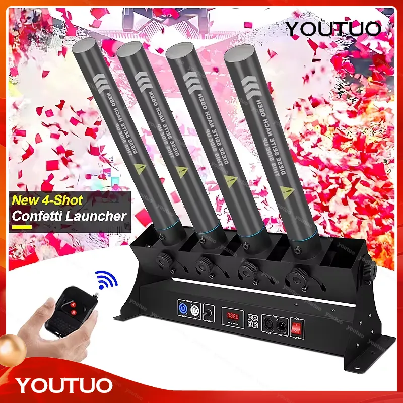Confetti Cannon Tube - جهاز إطلاق الكونفيتي الإلكتروني بأربعة رؤوس