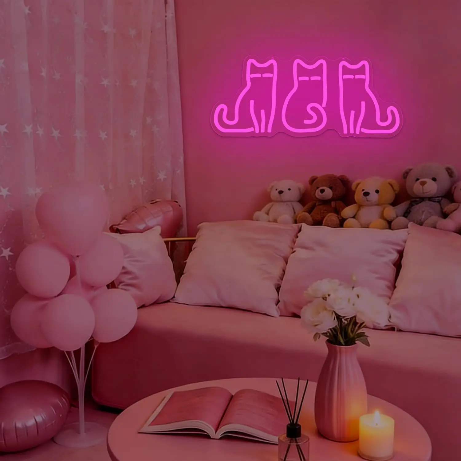 لافتة نيون على شكل قطط مع إضاء - مراجعة Neon Sign Party وسعره