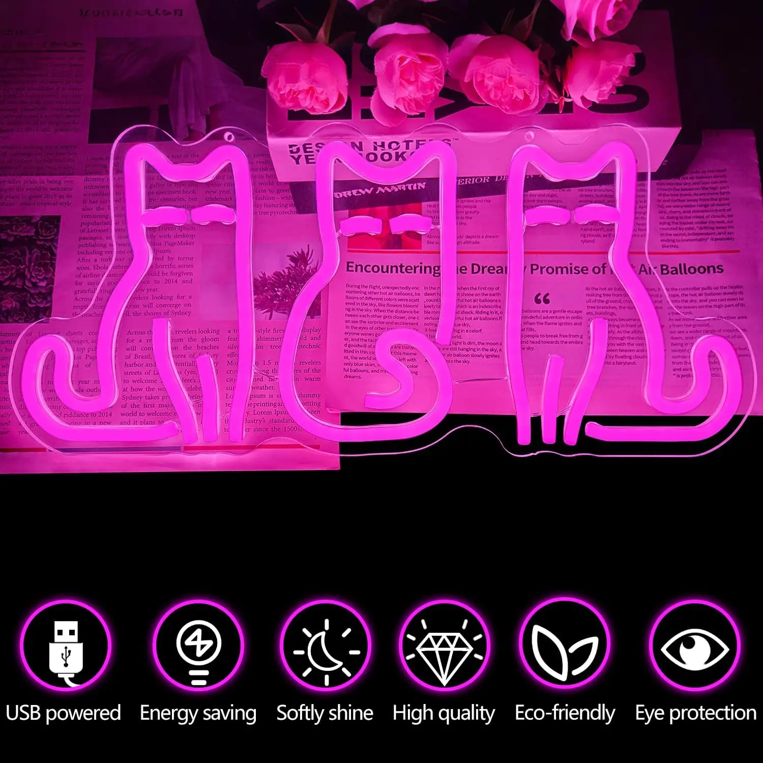 لافتة نيون على شكل قطط مع إضاء - مراجعة Neon Sign Party وسعره